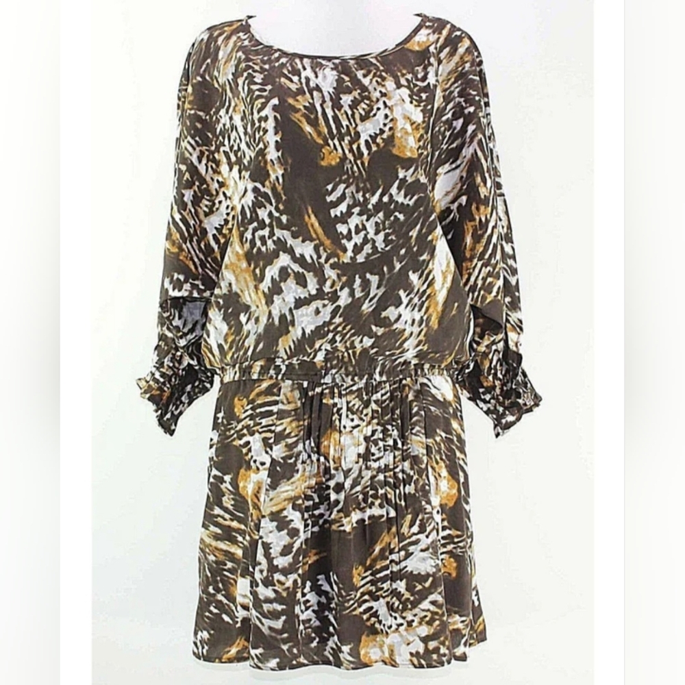 W118 by Walter Baker Women's Jessi Animal Print Dress Size Small India Brown - Picture 2 of 13